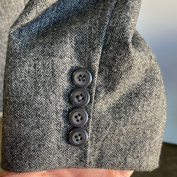 -Loro Piana M Ram Cashmere Silk Wool Blend Grey Herringbone Blazer Men's 42R - Picture 9 of 12